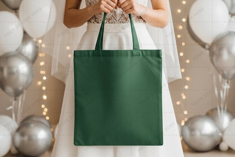 Eco-friendly green tote bag example image 1