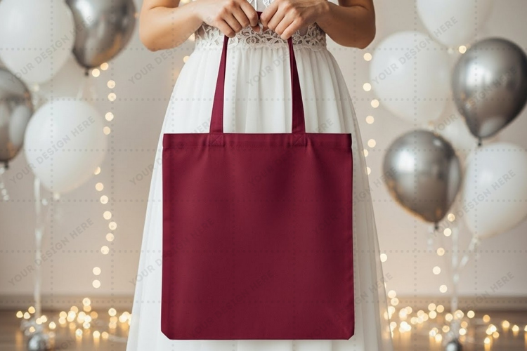 Elegant red and white tote bag