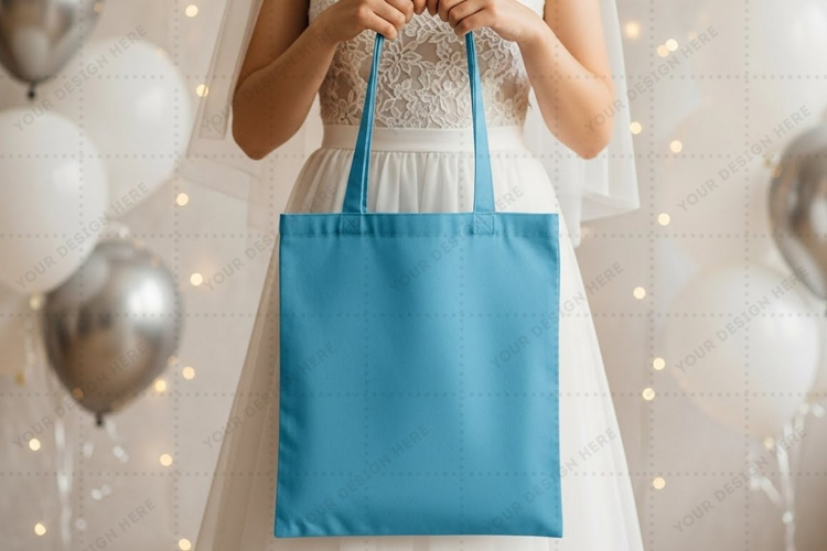 Elegant blue tote bag for special occasions