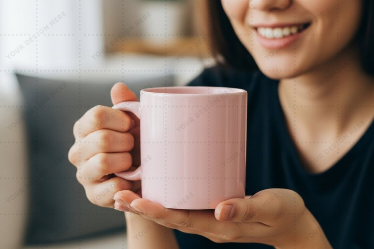 Pink ceramic mug - perfect for cozy moments mockup