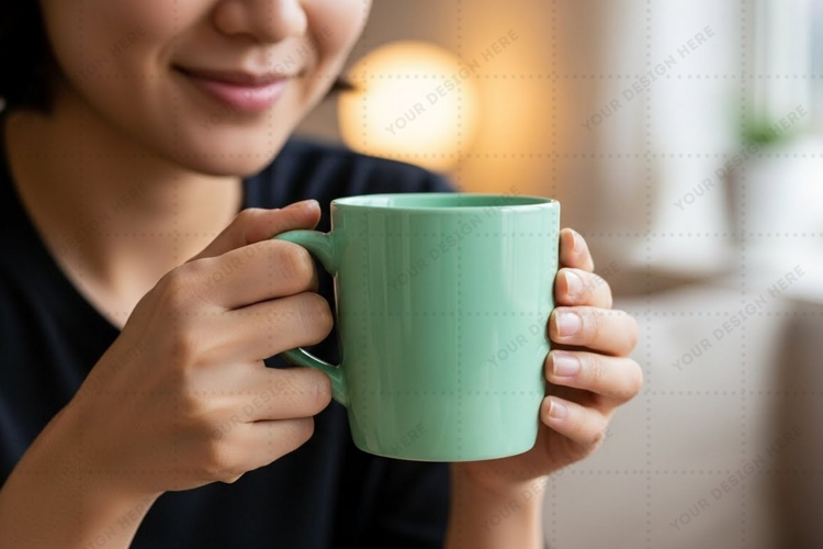 Mint green ceramic mug mockup design