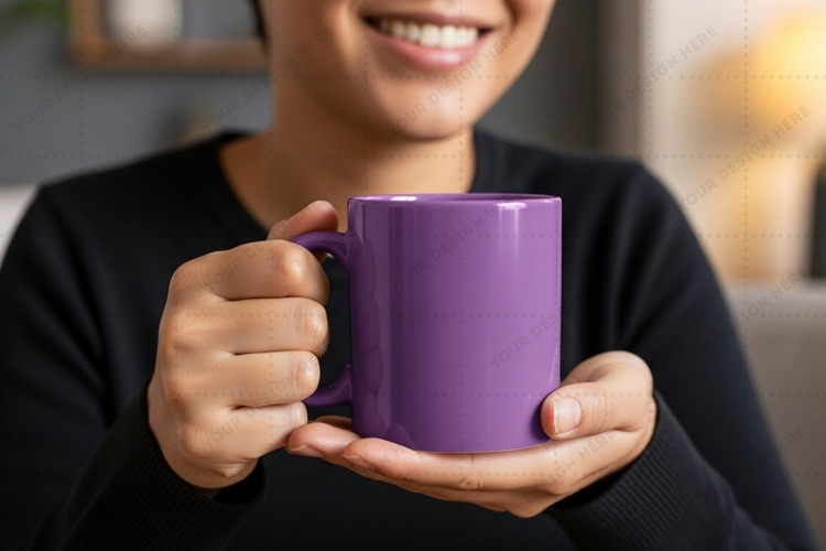 Vibrant purple mug - perfect for your morning coffee mockup