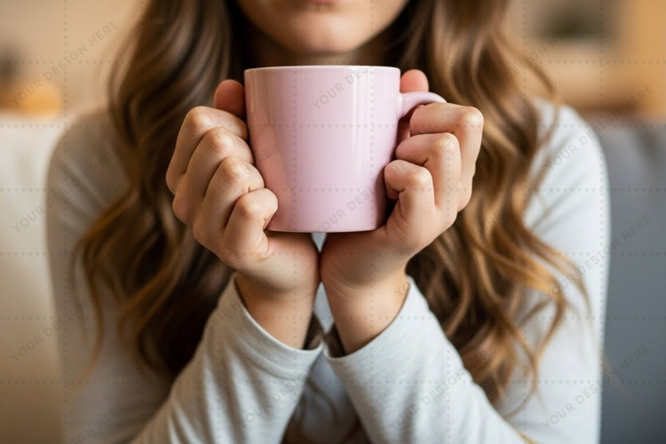 Elegant pink ceramic mug mockup design