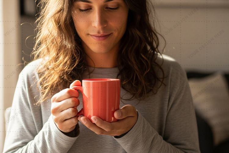 Stylish red mug mockup design