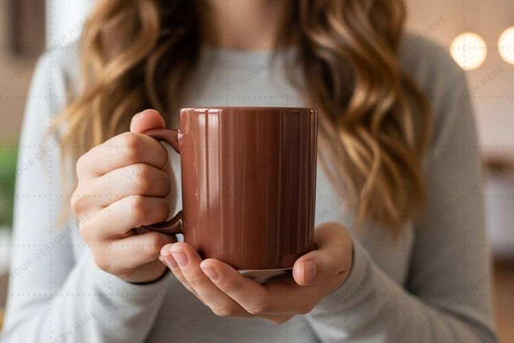 Brown ceramic mug mockup design