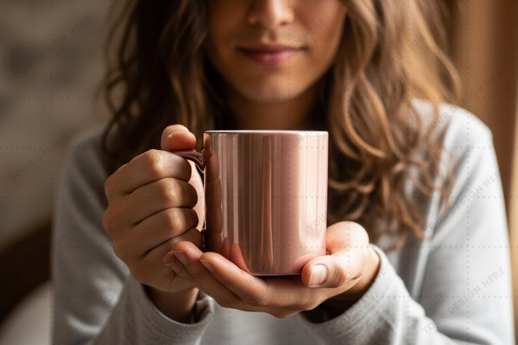Elegant pink ceramic mug mockup