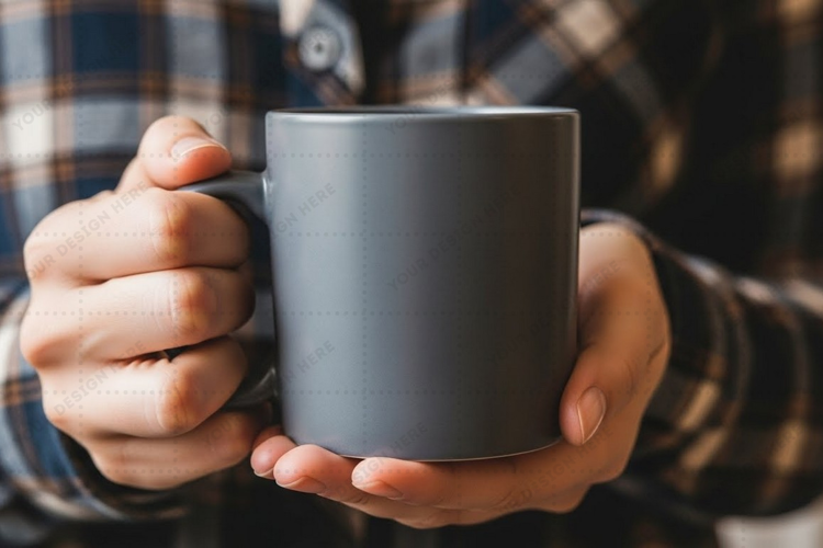Stylish gray ceramic mug mockup