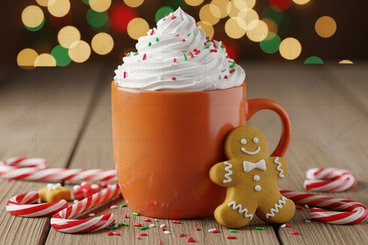 Holiday gingerbread mug mockup