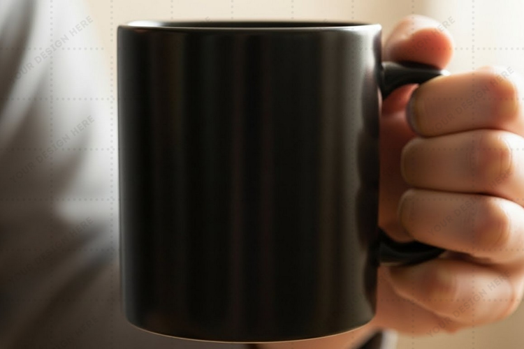 Stylish black mug mockup design