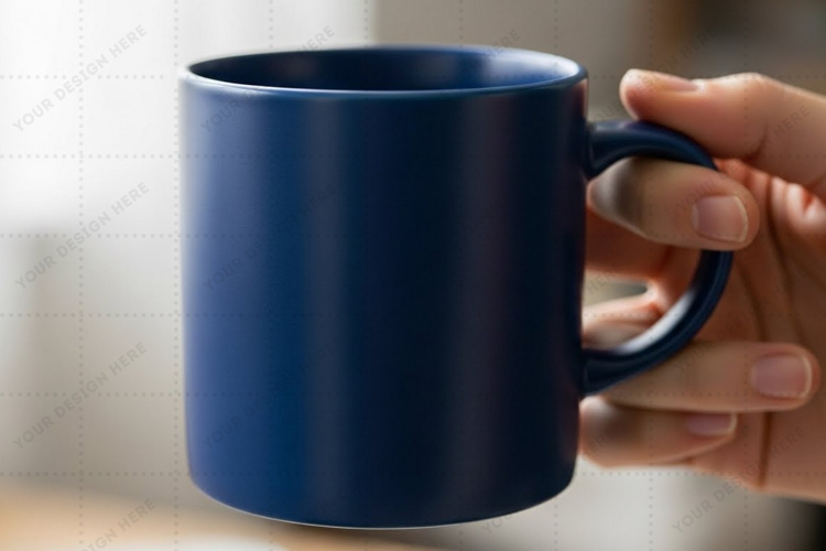 Stylish blue ceramic mug mockup