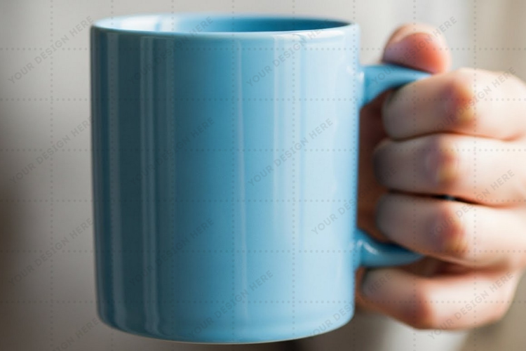 Elegant blue ceramic mug mockup