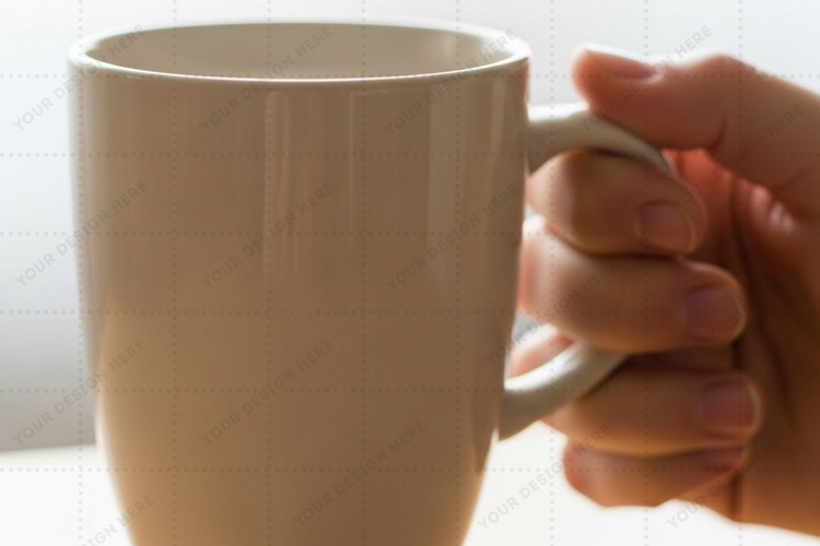 Elegant beige ceramic mug mockup