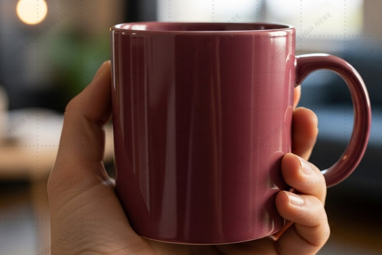 Elegant red ceramic mug mockup