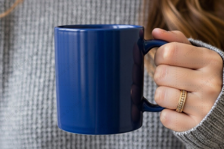 Stylish blue ceramic mug - perfect for everyday use mockup