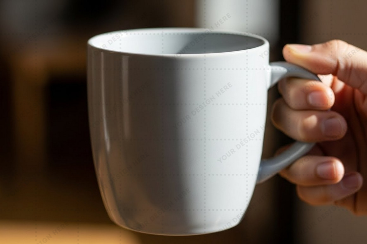 Elegant white ceramic mug mockup