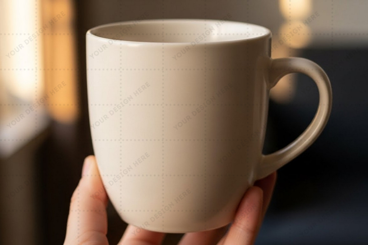 Elegant white ceramic mug mockup