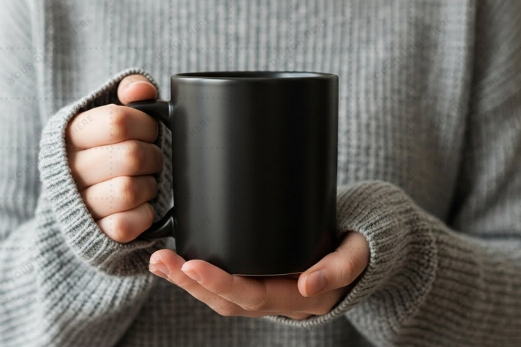 Elegant black ceramic mug mockup