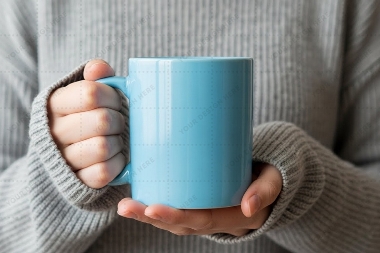 Cozy blue ceramic mug mockup