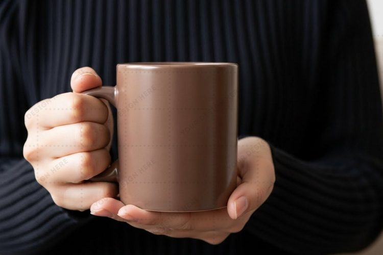Elegant brown ceramic mug mockup design