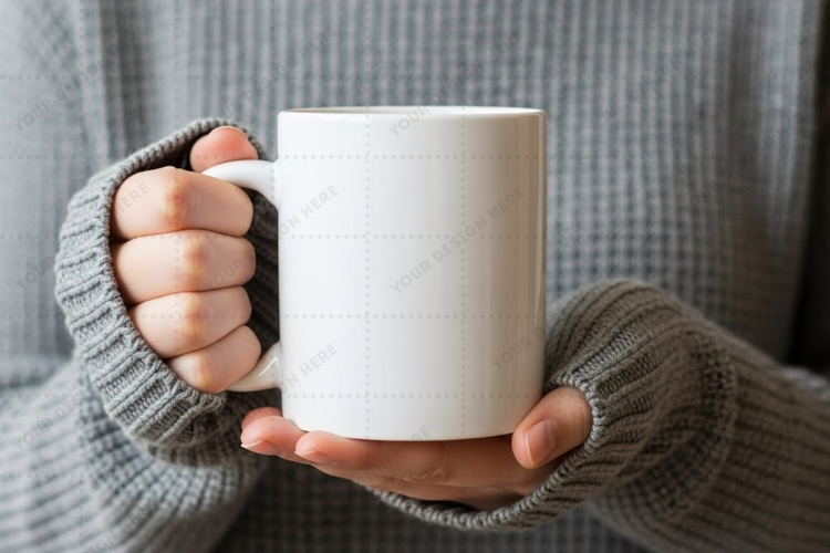 Cozy winter mug mockup design