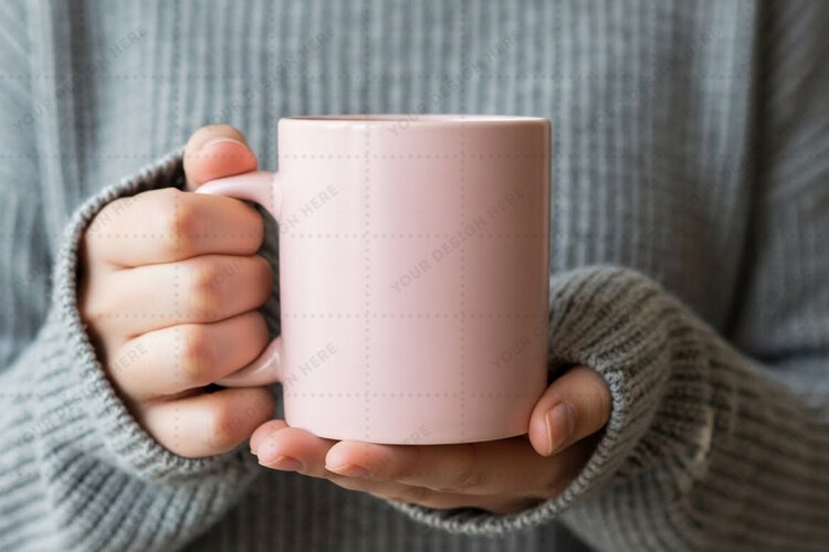 Elegant pink ceramic mug mockup example image 1