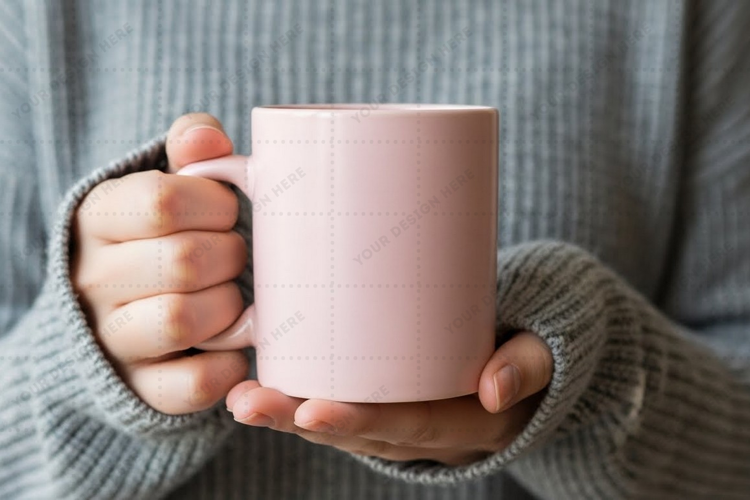 Elegant pink ceramic mug mockup