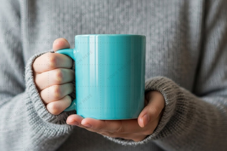 Stylish turquoise ceramic mug mockup design