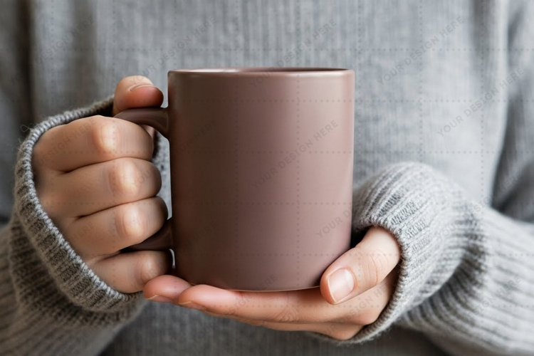 Elegant brown ceramic mug mockup