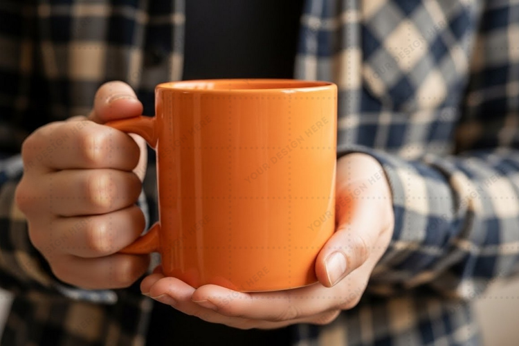Bright orange ceramic mug mockup