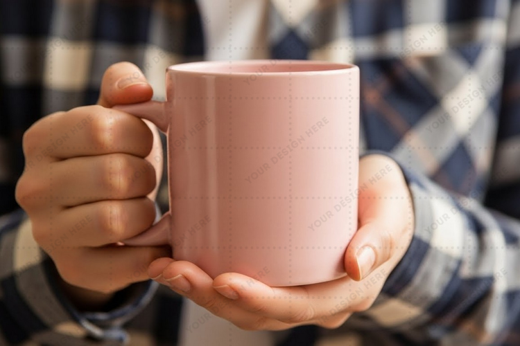 Stylish pink ceramic mug mockup design