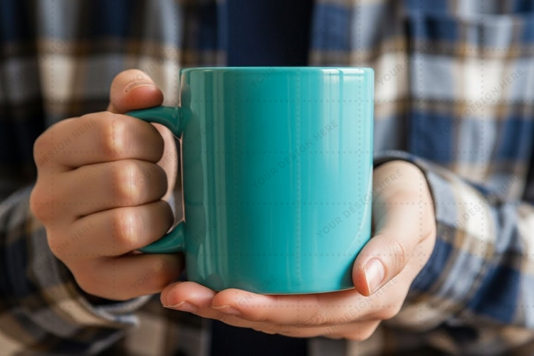 Stylish turquoise ceramic mug mockup design
