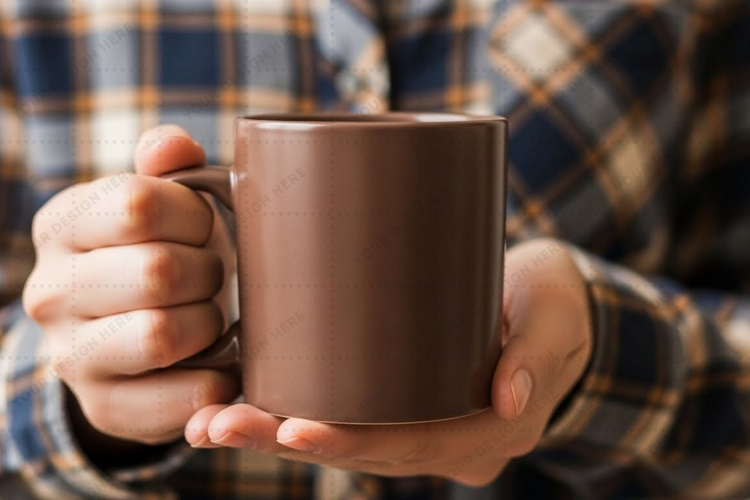 Stylish brown ceramic mug mockup
