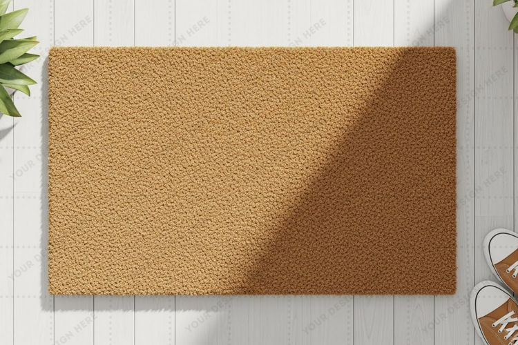 Natural fiber doormat mockup design