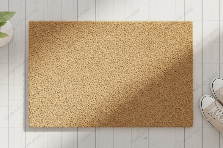 Natural jute doormat mockup