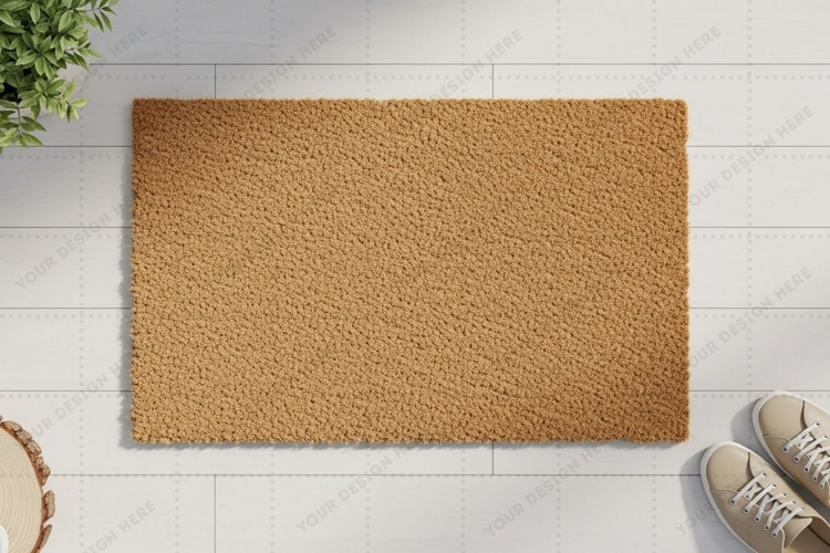 Natural jute doormat mockup