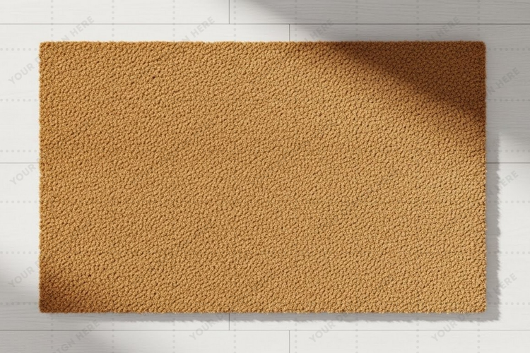 Natural jute doormat mockup design