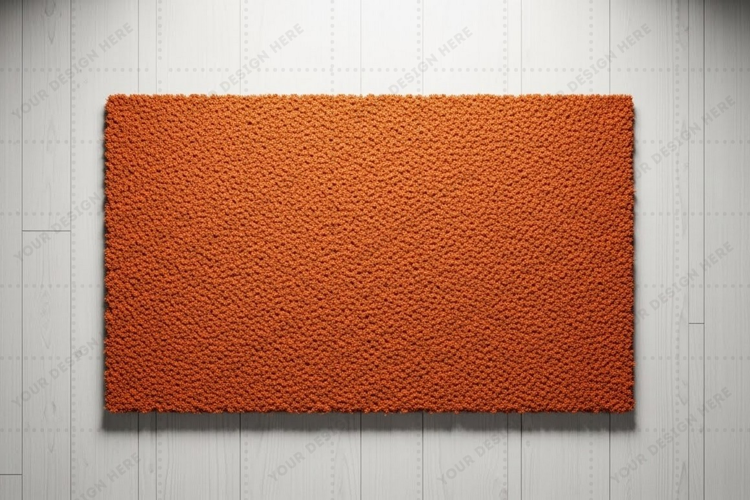 Bright orange doormat mockup design