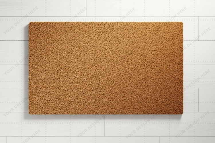 Natural jute doormat mockup design