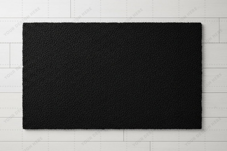 Modern black doormat mockup design