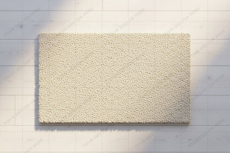 Plush cream doormat mockup design example image 1