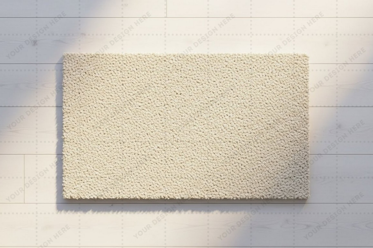 Plush cream doormat mockup design