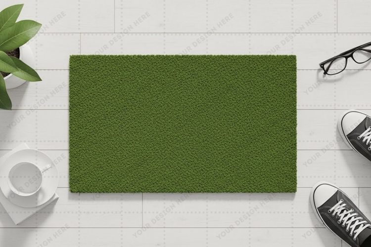 Green doormat mockup design