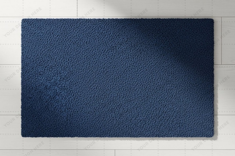 Modern navy blue doormat mockup design