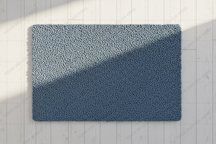 Modern blue ombre doormat mockup design
