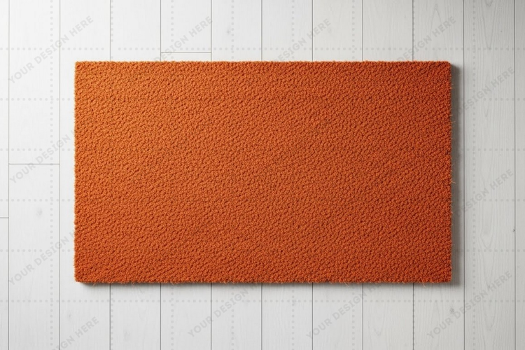 Bright orange doormat mockup design