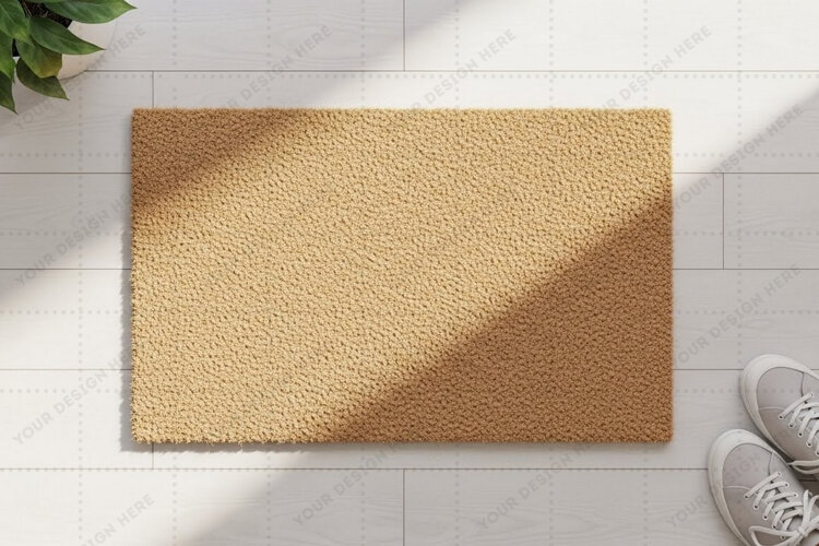 Natural jute doormat mockup design example image 1