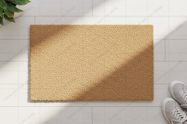 Natural jute doormat mockup design