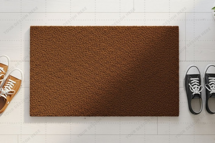 Natural coir doormat mockup design