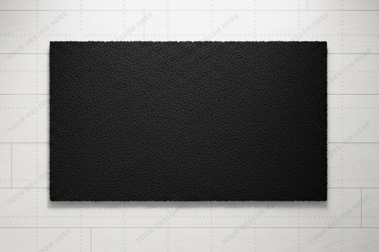 Modern black doormat mockup design
