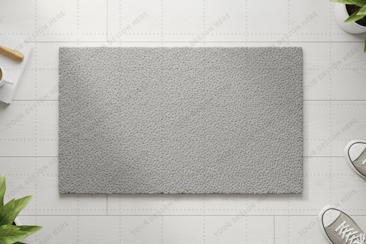 Modern grey doormat mockup design